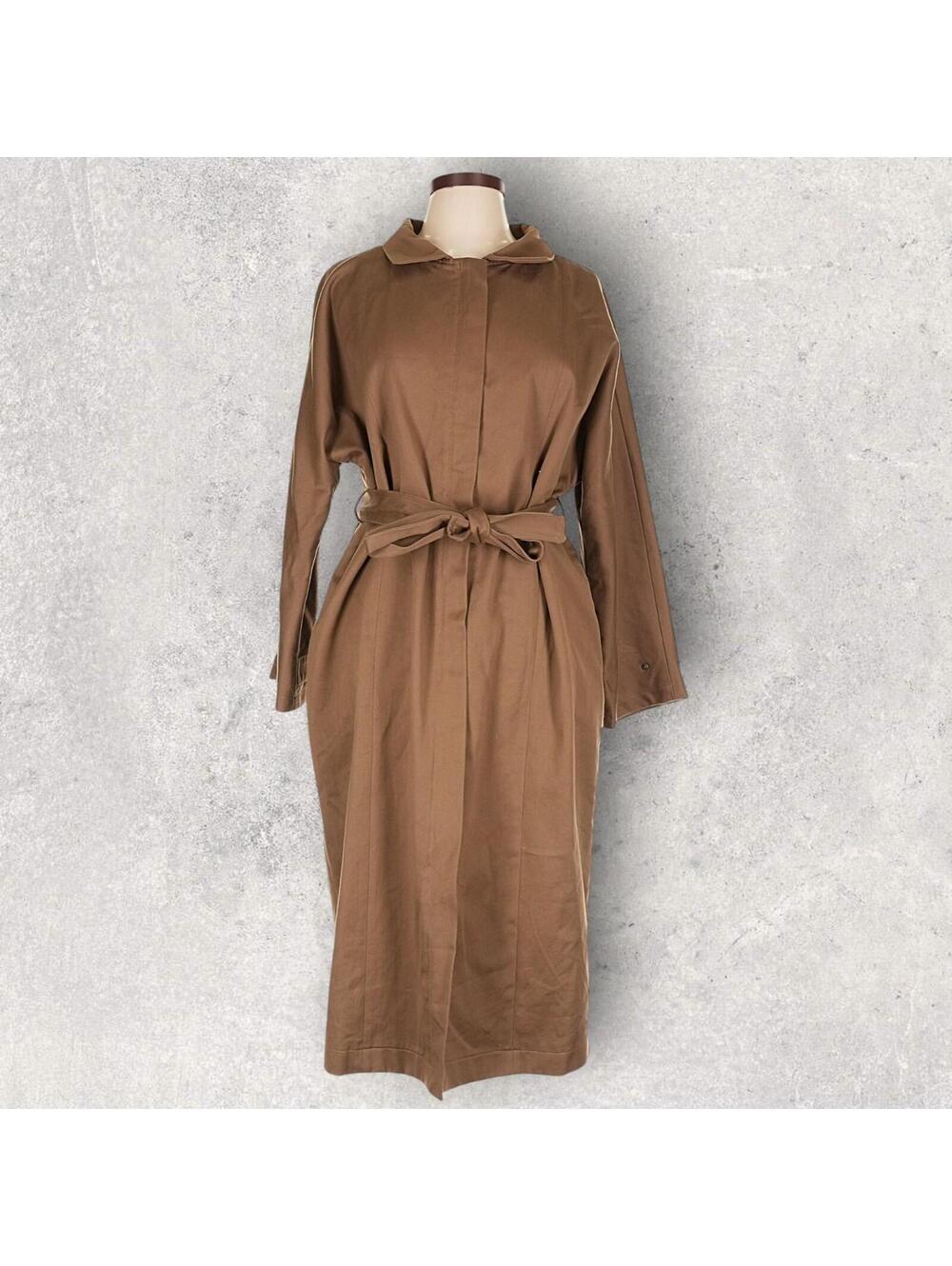 Mila.Vert Ethical Fashion Minimalist Long Trench Tie Waist Jacket Coat L/XL